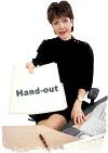 Woman with handout (photo copyrighted)