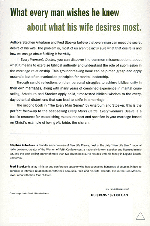 Back cover - Every Man’s Marriage (book)
