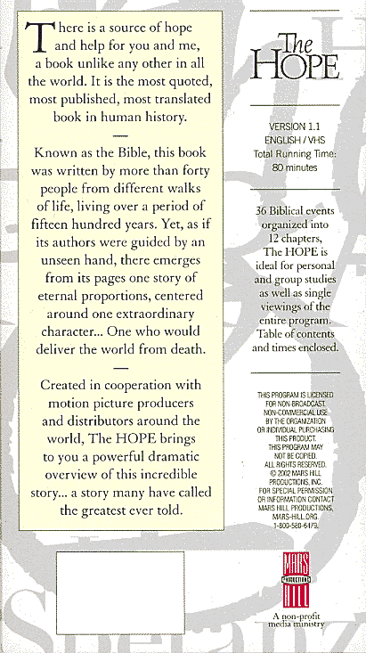 Back cover - THE HOPE