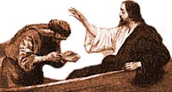 Jesus being worshipped by Peter.