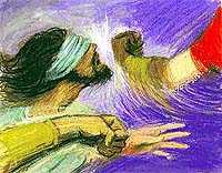 Artist’s conception of Jesus being struck. Copyrighted. God’s Story.