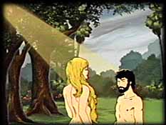 Adam and Eve in Garden of Eden, from The Genesis Solution. Copyright, Eden Communications.