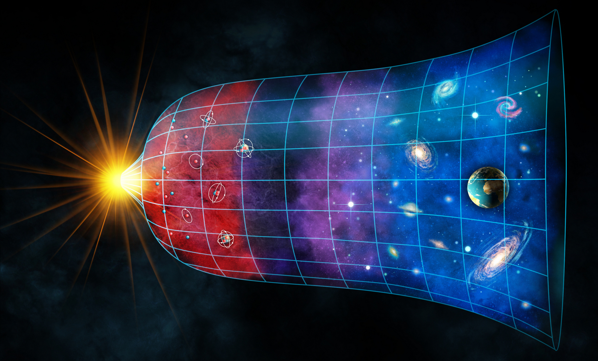 Illustration of Big Bang creation and expansion of universe. Copyrighted. Creator: Andreus. Licensed (93599246)