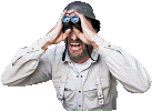 Explorer searching with binoculars (photo copyrighted)