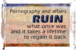 Pornography and affairs ruin what once was and takes a lifetime to regain it back.