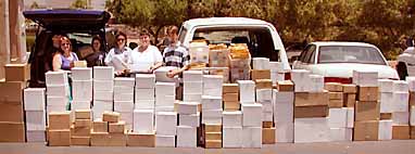 Photo of shipment of video libraries to prison chaplains.