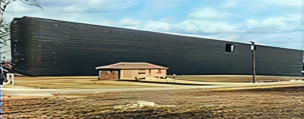 The size of Noah's Ark compared to the size of a house. Illustration copyright Films for Christ.