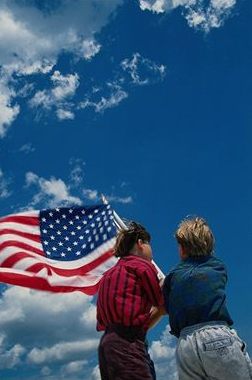 American flag and children. Photo copyrighted.