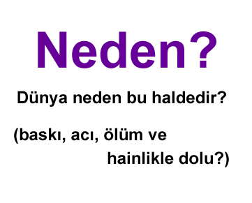 Eğer Tanrı herşeyi bilen, gücü herşeye yeter ve seven bir Tanrıysa, böyle baskı, acı, hainlik ve ölümle dolu bir dünya yaratır mıydı?