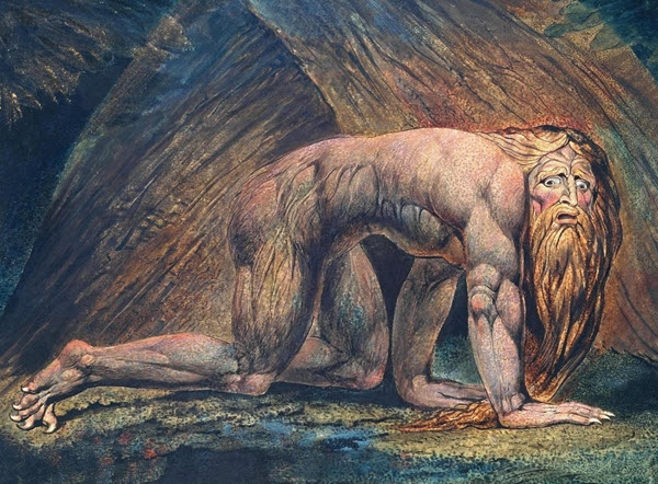 Nebuchadnezzar—William Blake’s planographic color printing with water color and pen and ink additions to the impression