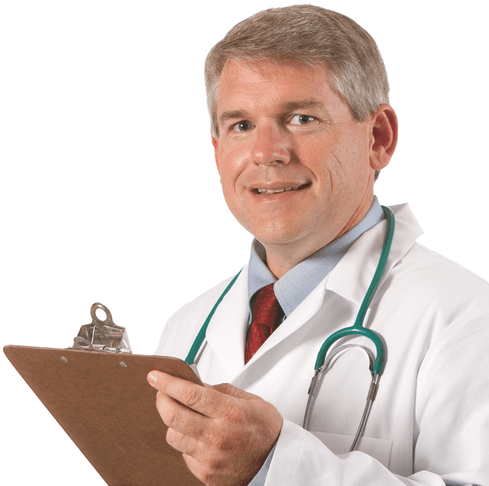Physician with clipboard. Copyrighted. Licensed.