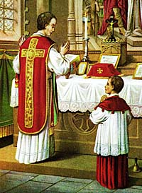 Roman Catholic priest with altar boy.